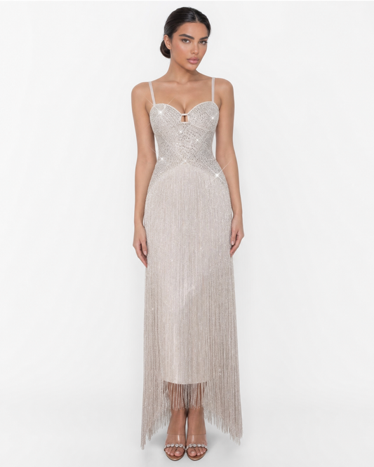 Crystal Fringe Maxi Dress
