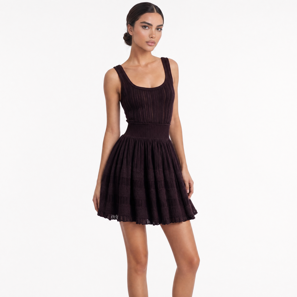 Ribbed Knit Fit & Flare Mini Dress