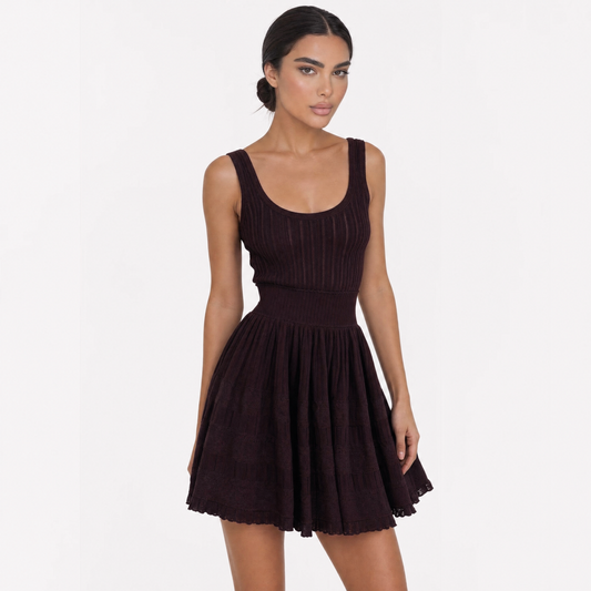 Ribbed Knit Fit & Flare Mini Dress